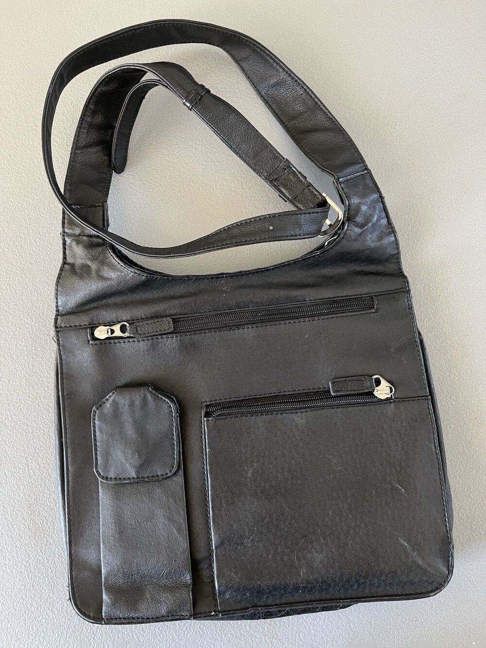 VTG Seville Genuine Leather Shoulder Crossbody Bag Multi-Pocket Purse Y2K Casual